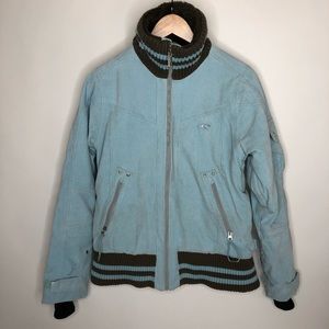 O'Neill Blue Brown Corduroy Ski Winter Jacket Coat